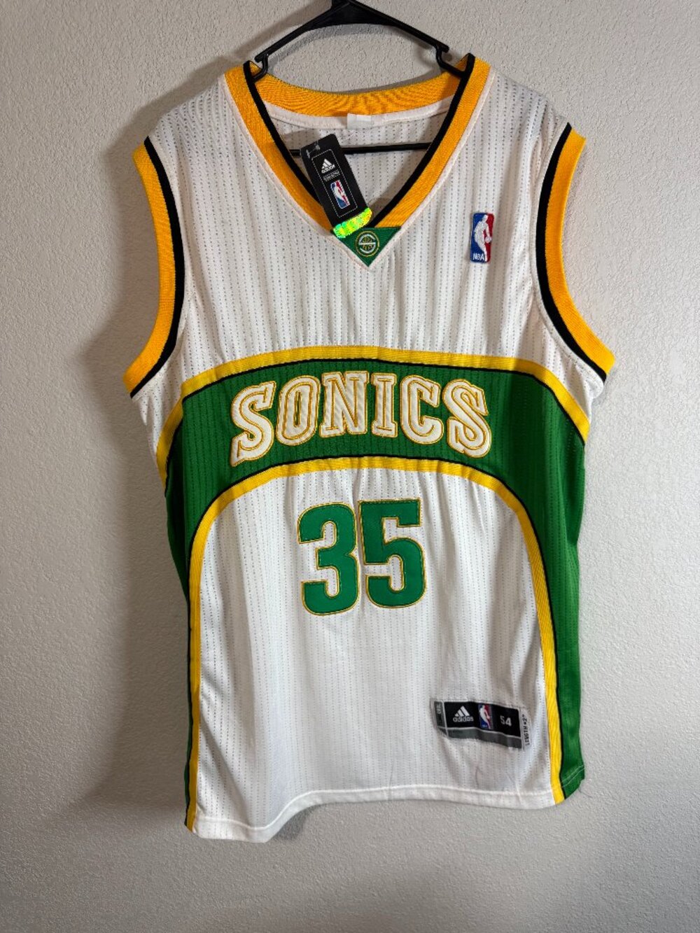 Adidas NBA Seattle SuperSonics Kevin Durant 35 White Jersey Size XXL